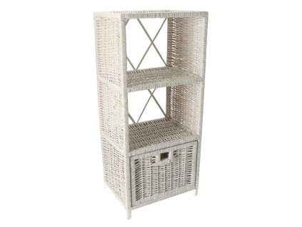 Rieten ladekast wit I