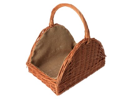 Rieten houtmand, rond, licht, met jute