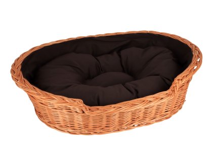Rieten hondenmand met kussen - medium