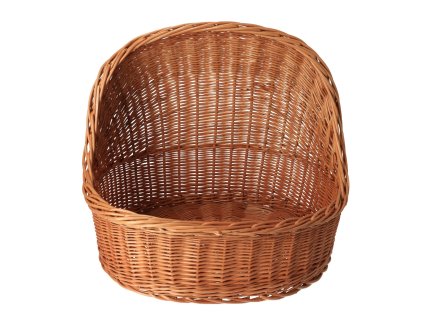 Rieten hondenmand met dak - naturel