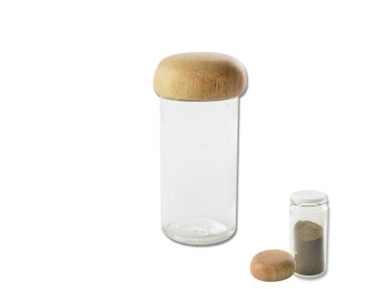 Glazen kruidenpotje - hout 80 ml