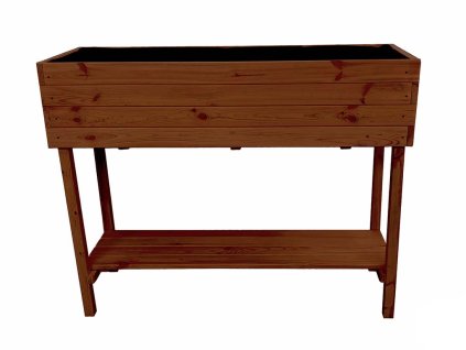 Verhoogd houten bloembed met plank 120 cm - teak