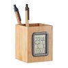 Bamboe pennenbak met wekker