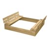 Houten zandbak naturel met bankjes 120 x 120 cm