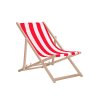 Houten tuinligstoel - rode strepen