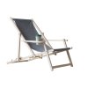 Houten tuinligstoel met drankhouder - grijs
