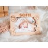 Houten fotolijst met naam voor geboorte baby 15 x 10 cm
