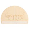 Houten bord halve cirkel - bloemen