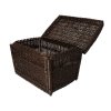 Rieten kist met deksel zwart groot