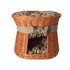 Rieten kattenmand naturel - met kussens en beige strik