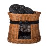 Rieten kattenmand naturel - met kussens en zwarte strik