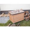 Rieten houtmand met voering - op wielen, naturel