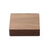 Set van 6 vierkante notenhouten onderzetters